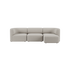Neutral upholstered three seat sofa with soft rounded lines and a calm Scandinavian design by sackit for contemporary indoor living spaces