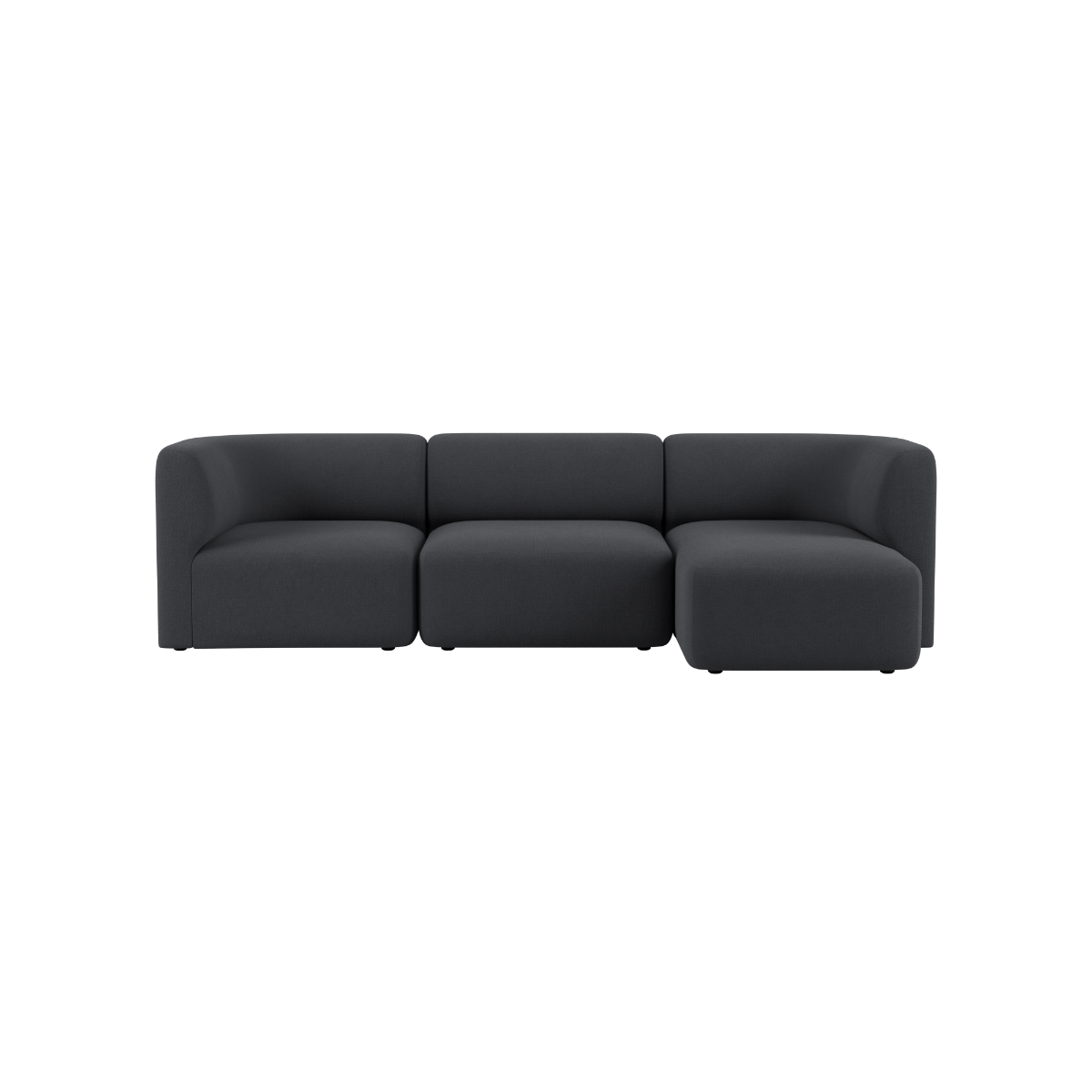 sackit dark gray three seat sofa with soft rounded cushions and a calm Scandinavian design for comfortable indoor living