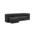 Dark grey Fjord three seater chaise left sofa with soft rounded lines and deep comfortable cushions from sackit Europe for calm Scandinavian interiors