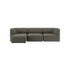 sackit Europe Fjord three seat sofa in soft charcoal upholstery with rounded arms and deep cushioned seats shown against a black background