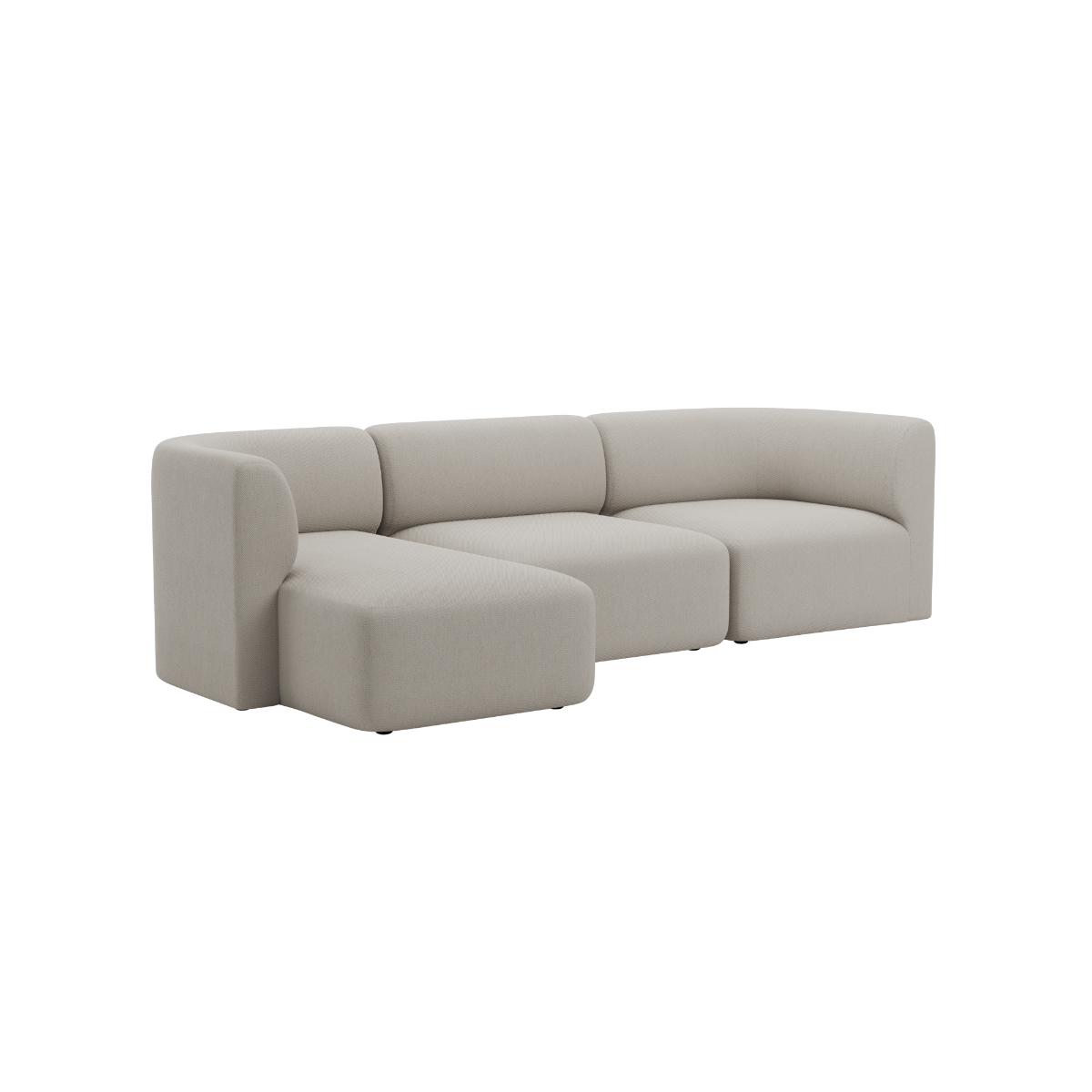 sackit Fjord three seater chaise sofa in soft beige with rounded cushions and a calm Scandinavian design on a clean background