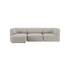 Light beige three seater sofa with left chaise soft rounded lines and deep cushions from sackit designed in Denmark for calm Scandinavian comfort